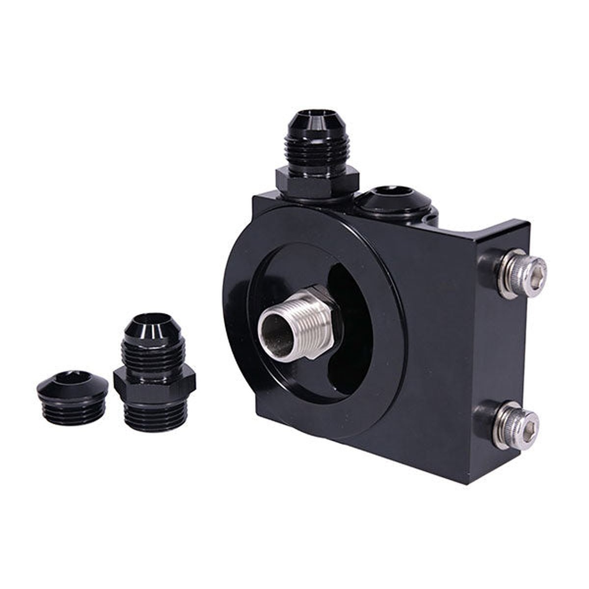 Raceworks Billet 4-Port Side Entry Remote Oil Filter Mount 3/4in.-16