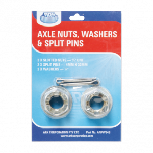 ARK Ark Axle Slotted Nuts, Split Pins & Washers Zinc Plated 2Pk 186ANPW34B