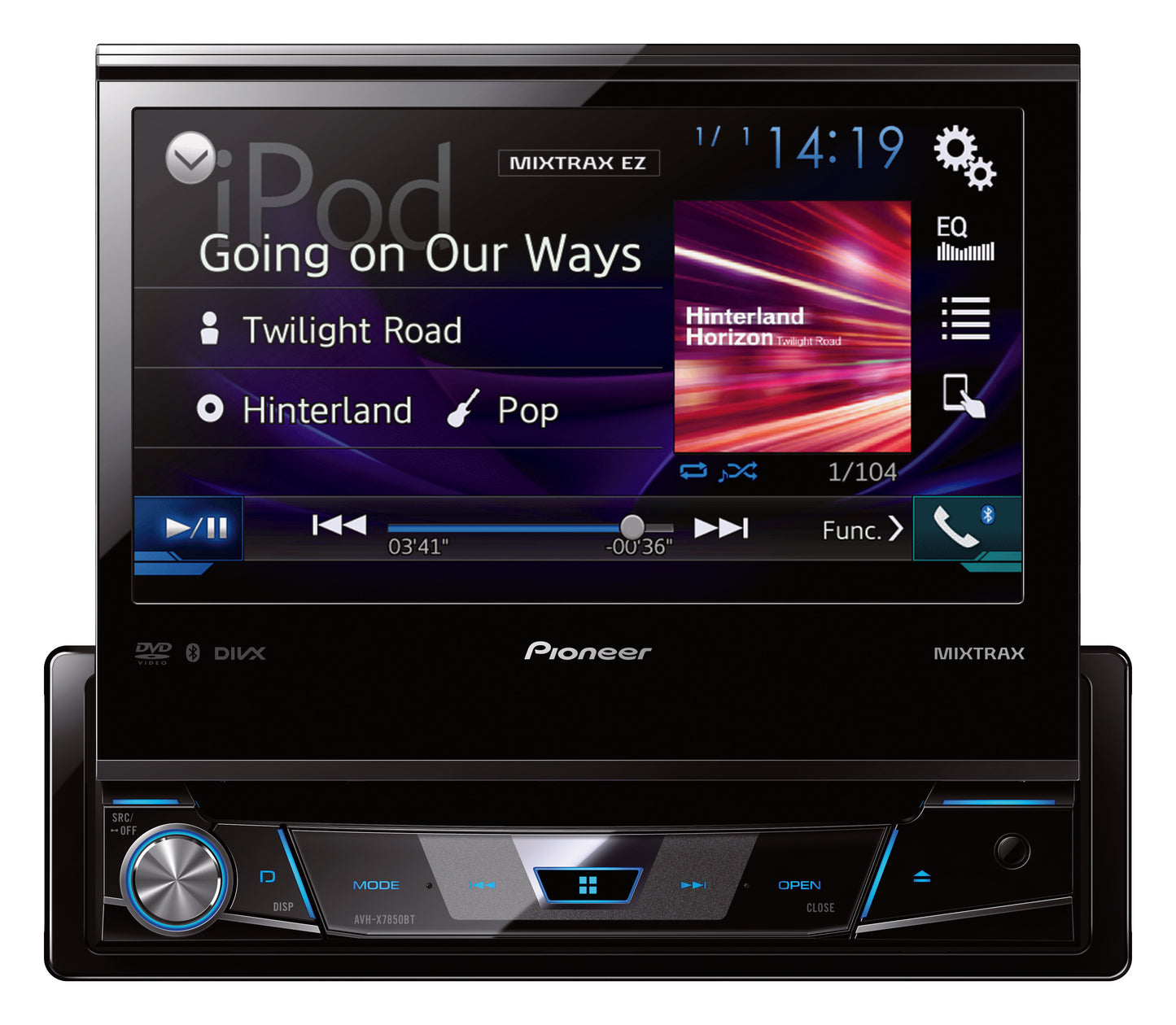Pioneer 7 Inch Fold-Out Touch-Screen DVD AV Tuner AVHX7850BT