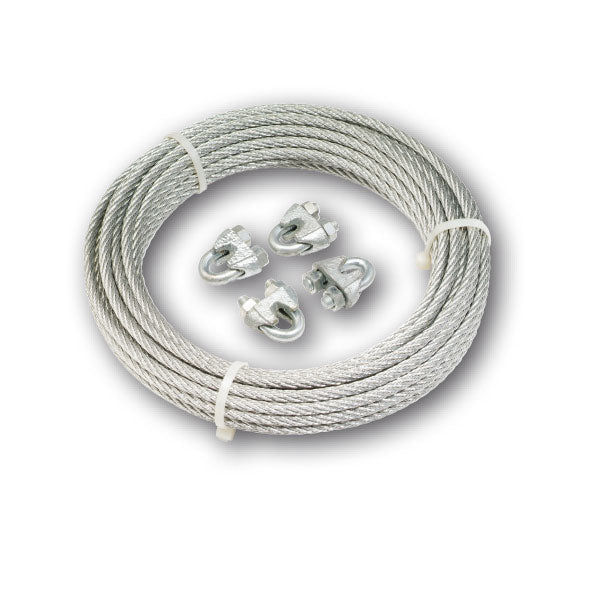 ARK Ark Brake Cable 4Mm X 8M 7X7 Galvanised Wire Cable With 4 Clamps To Suit 186BCC4B