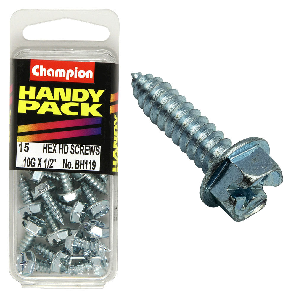 Champion Fasteners Self Tapper Screw Hex Combo 4.8 X 13mm Zinc Plated BH119