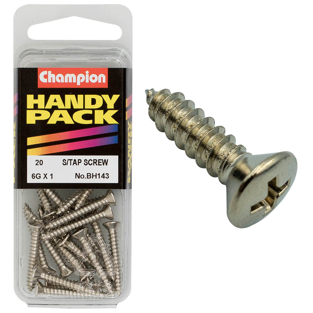 Champion Fasteners Self Tapper Screw Rsd Phillips 3.5 X 25mm Nickel Plated BH143
