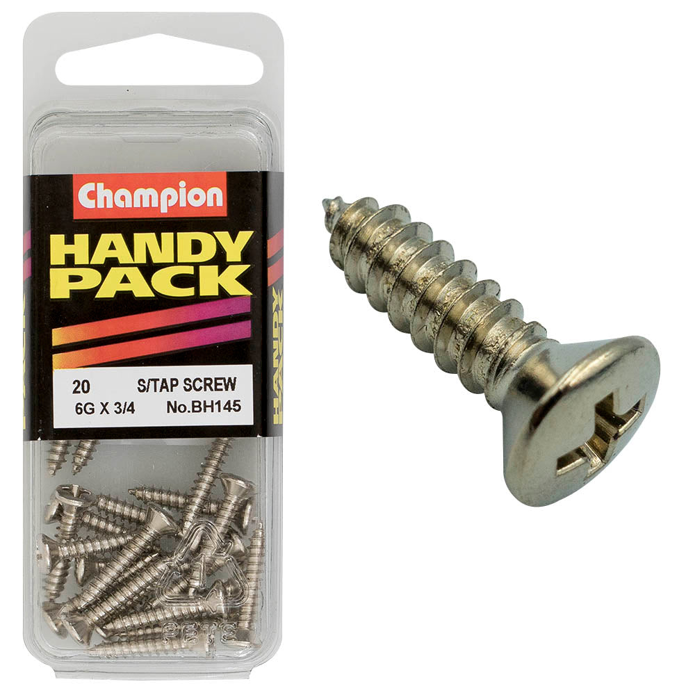 Champion Fasteners Self Tapper Screw Rsd Phillips 3.5 X 19mm Nickel Plated BH145