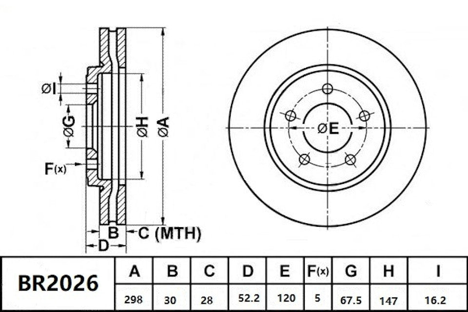 Bendix General CT Brake Rotor Single BR2026 GCT