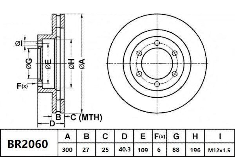 Bendix General CT Brake Rotor Single BR2060 GCT