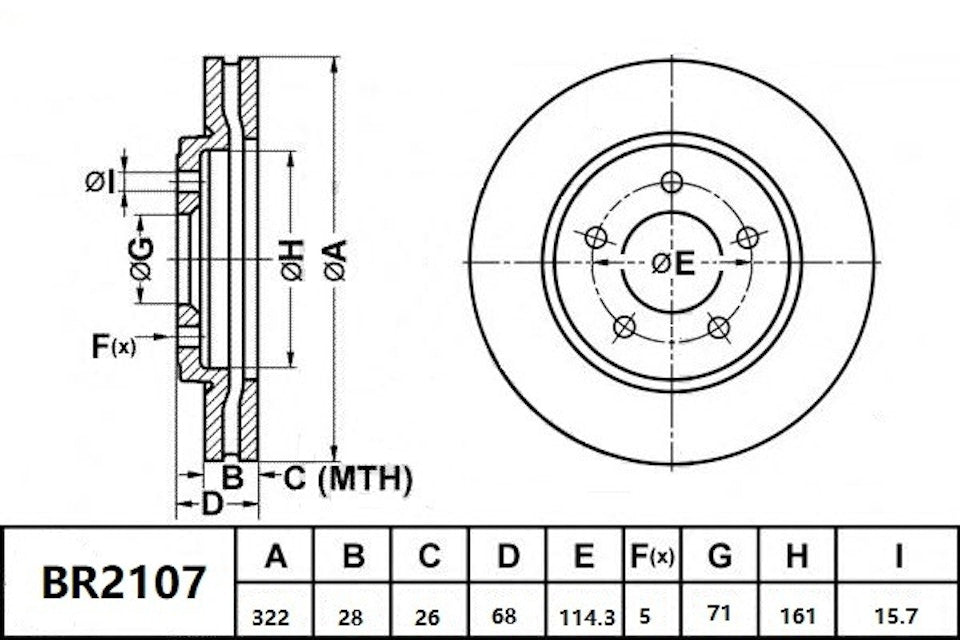 Bendix General CT Brake Rotor Single BR2107 GCT
