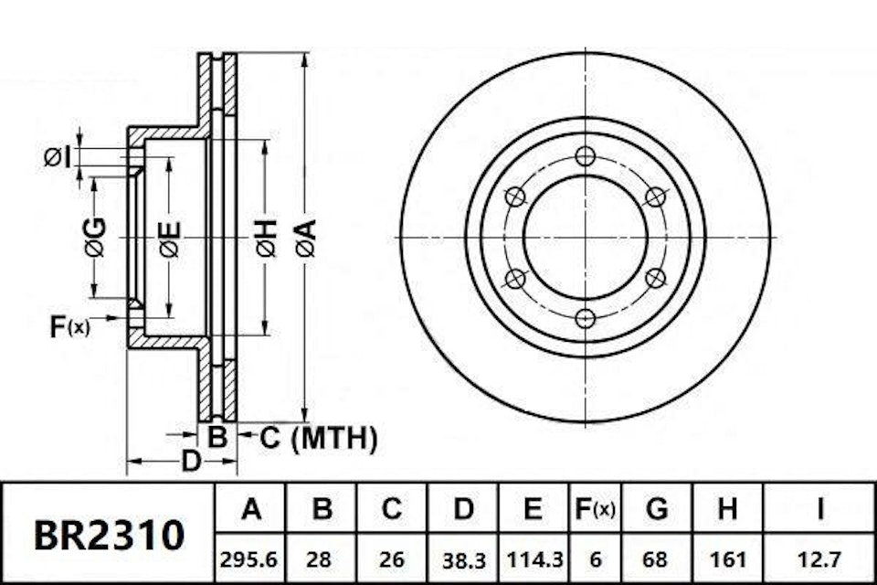 Bendix General CT Brake Rotor Single BR2310 GCT