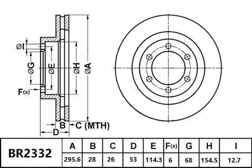 Bendix General CT Brake Rotor Single BR2332 GCT