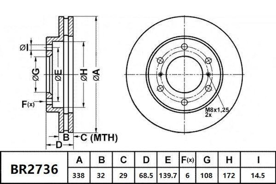 Bendix General CT Brake Rotor Single BR2736 GCT