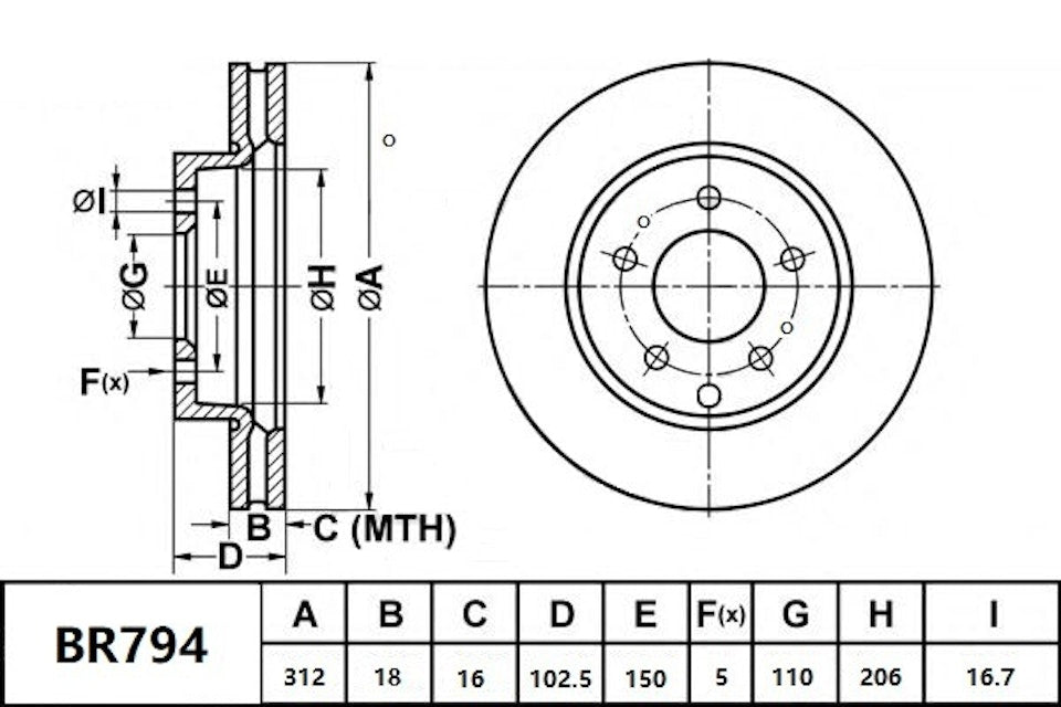 Bendix General CT Brake Rotor Single BR794 GCT