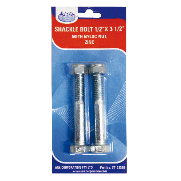 ARK Ark Shackle Bolt 1/2In X 3 1/2In Comes With Nyloc Nut Zinc Plated 186BT1235ZB