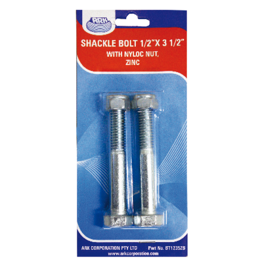ARK Ark Shackle Bolt 1/2In X 3 1/2In Comes With Nyloc Nut Zinc Plated 186BT1235ZB
