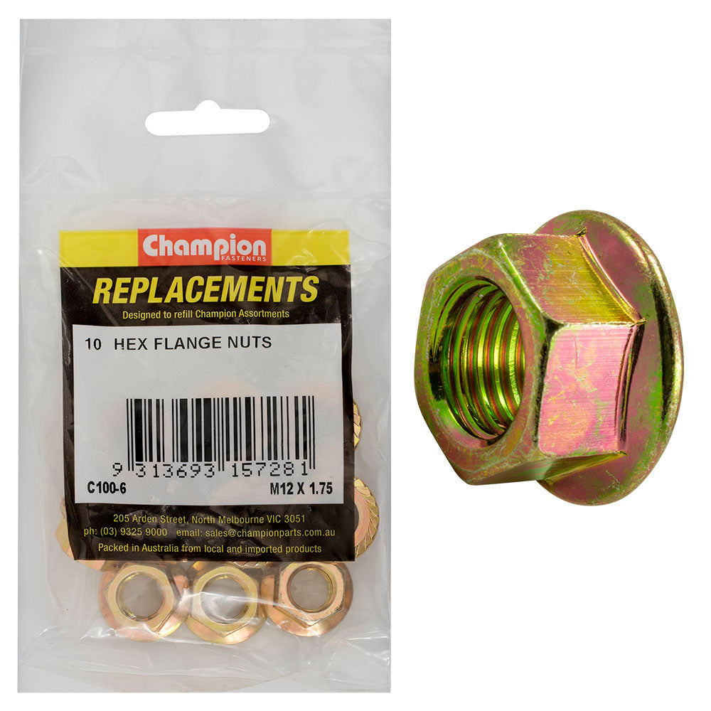 Champion Fasteners Hex Nut Flange M12 X 1.75mm C100-6