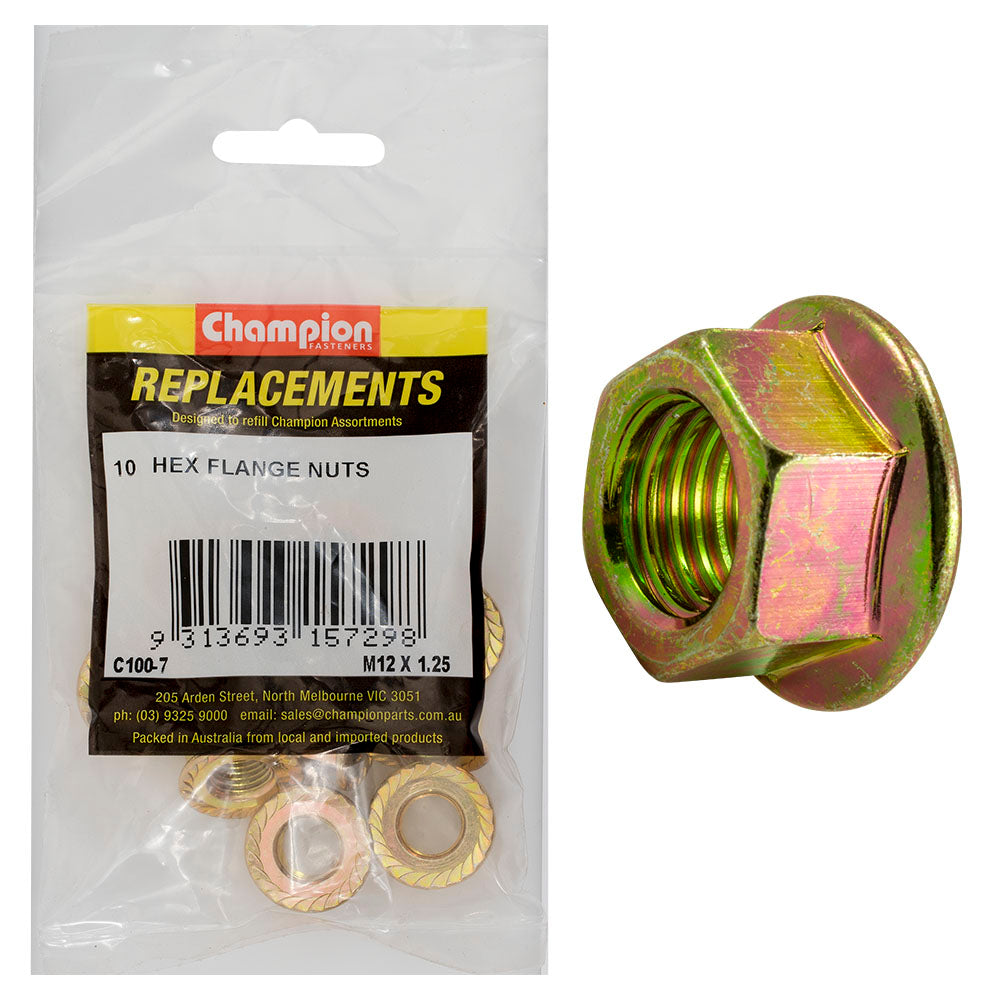 Champion Fasteners Hex Nut Flanged M12 X 1.25mm C100-7