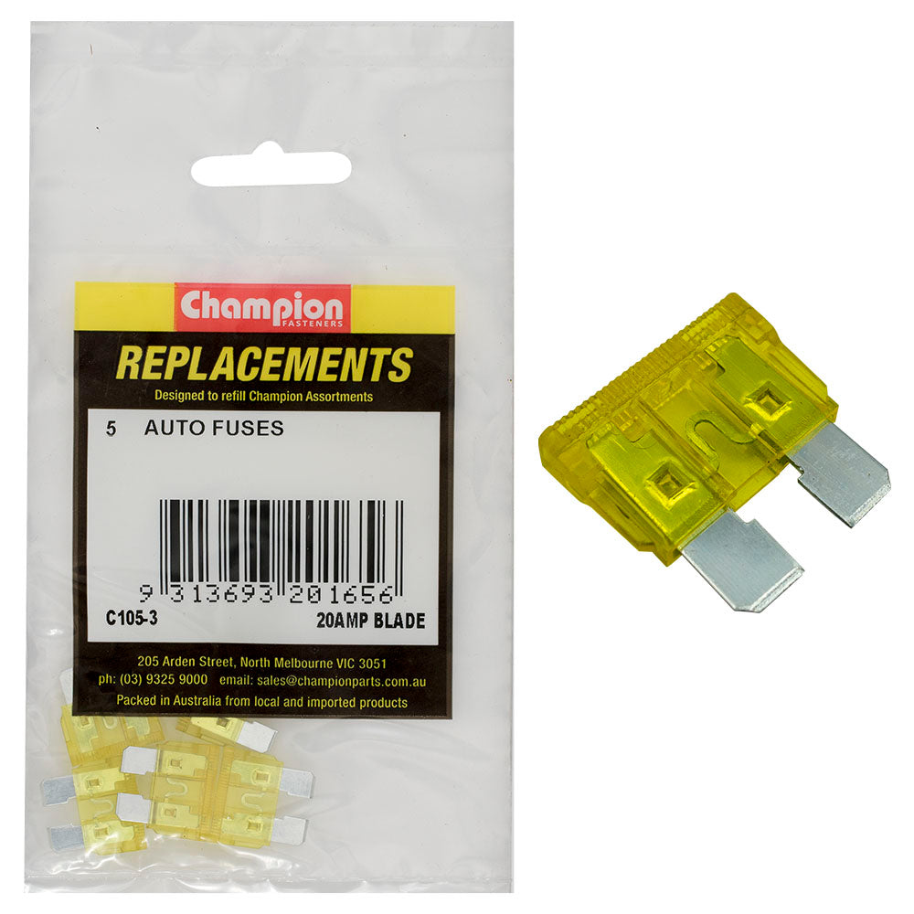 Champion Fasteners Fuse Blade Af 20Amp Yellow C105-3