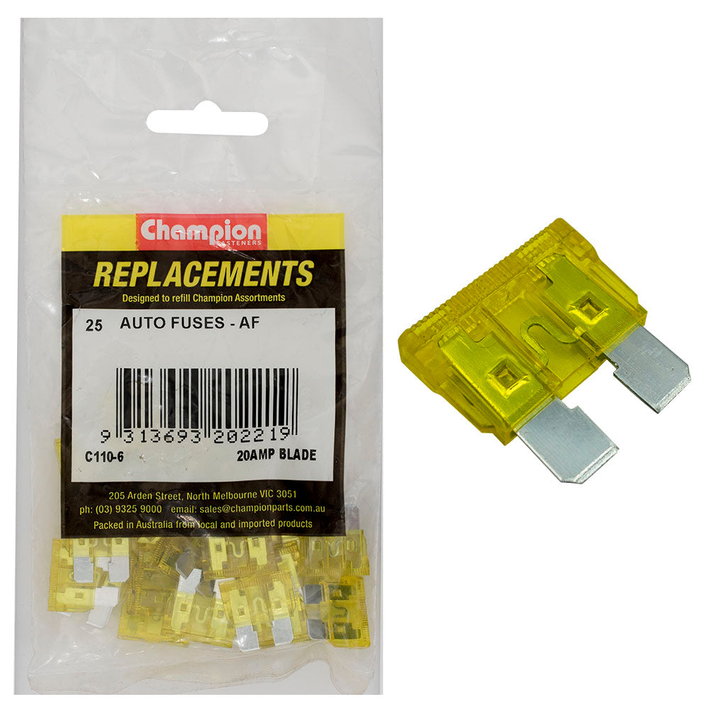 Champion Fasteners Fuse Blade Af 20Amp Yellow C110-6