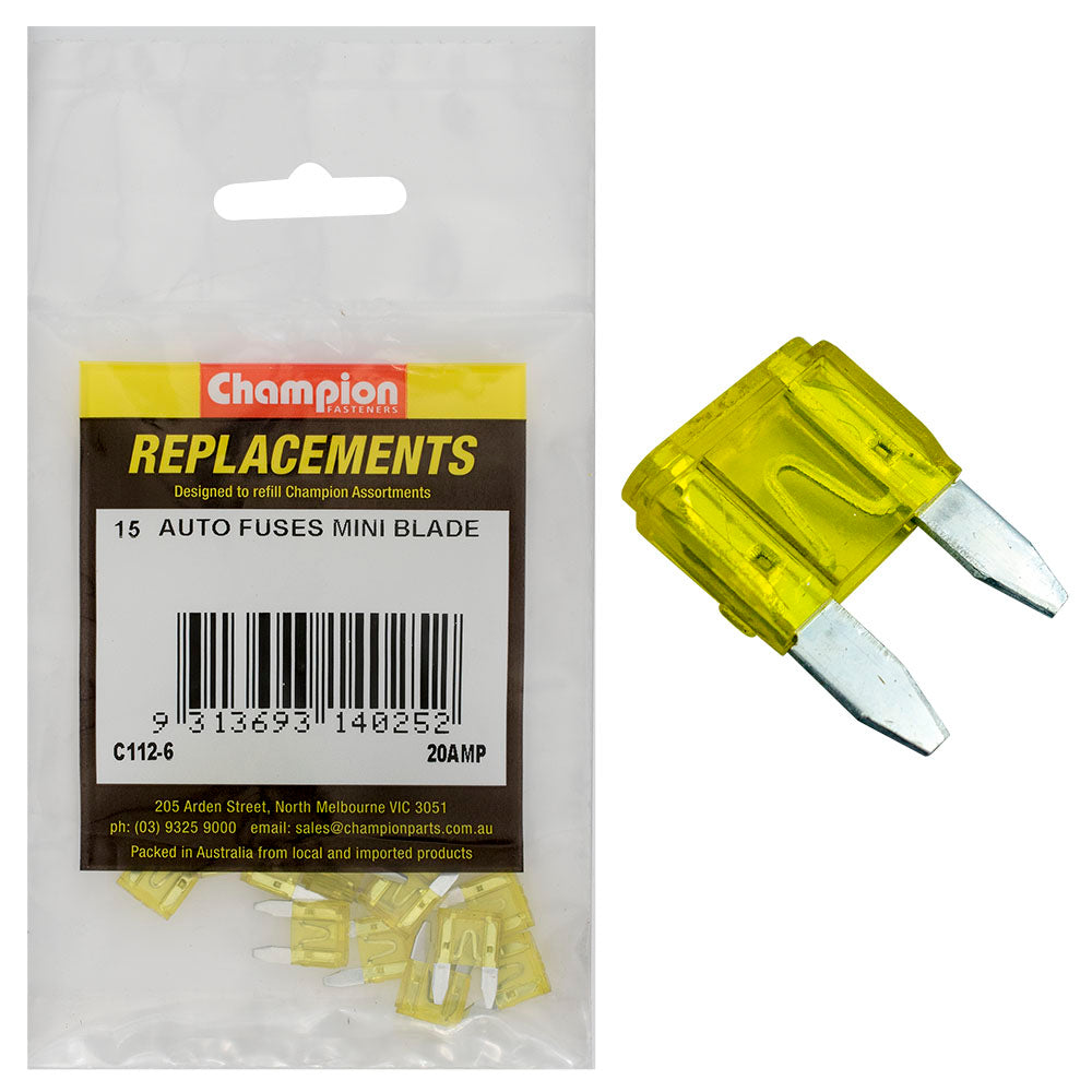 Champion Fasteners Fuse Blade Mini 20 Amp C112-6
