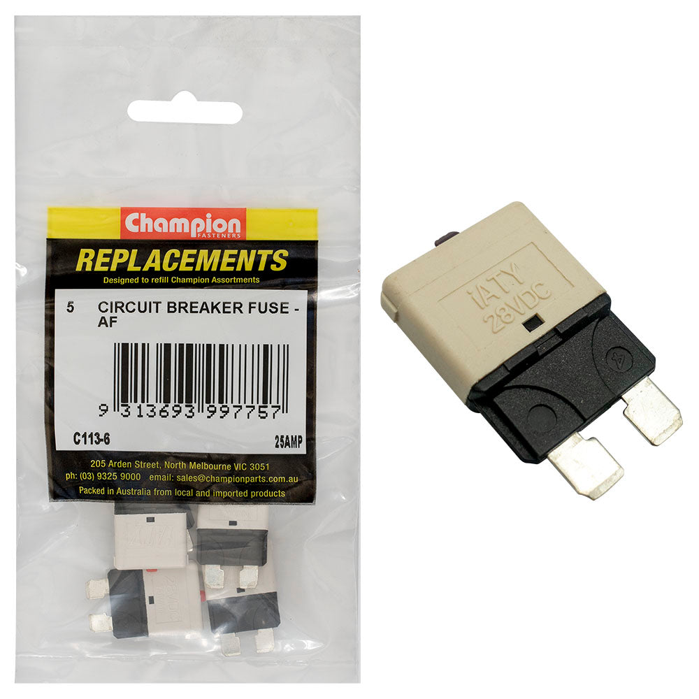 Champion Fasteners Fuse Blade Circuit Breaker Fuse Af 25 Amp C113-6