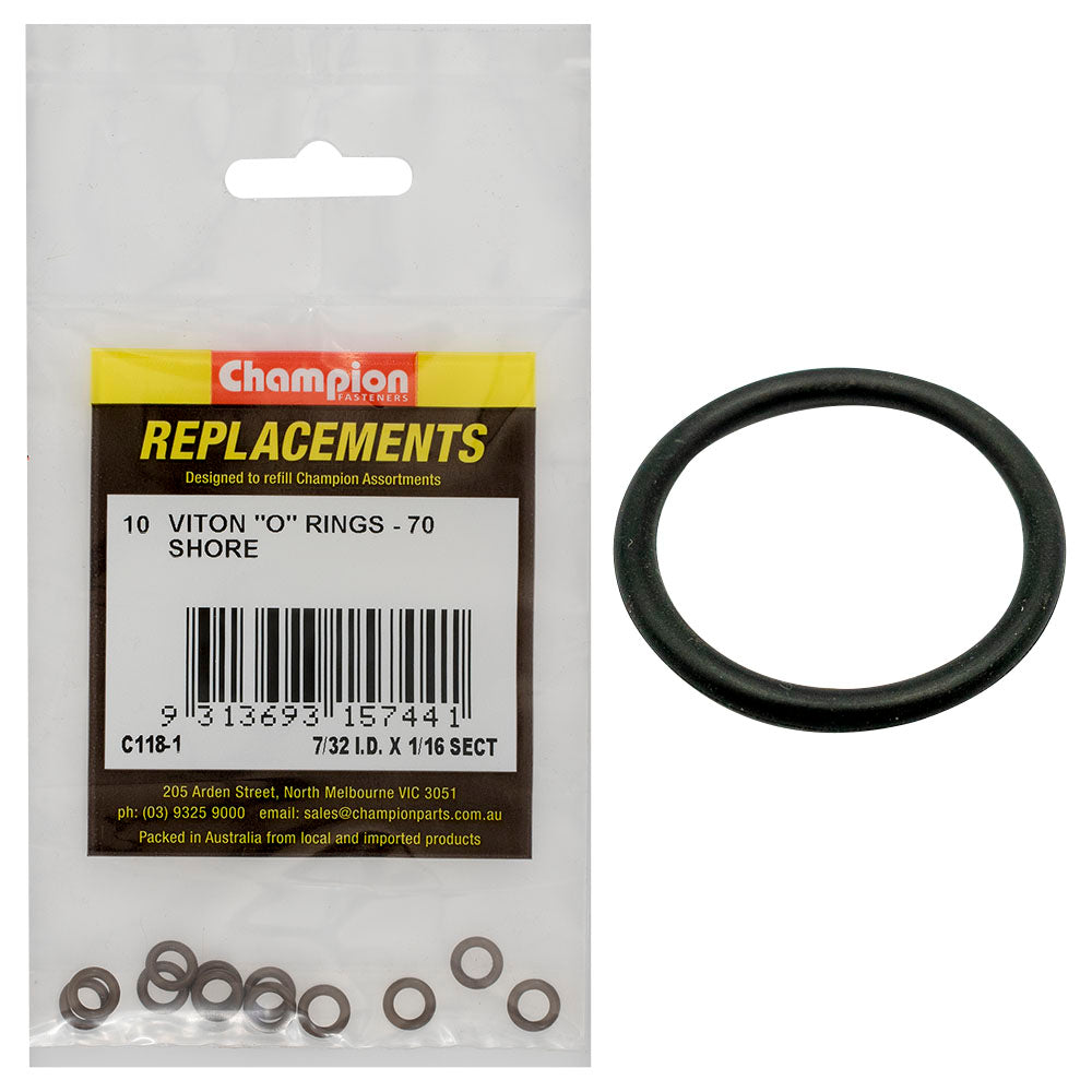 Champion Fasteners O Ring Viton Rubber 70 Shore 7/32In X 1/16In Brown C118-1
