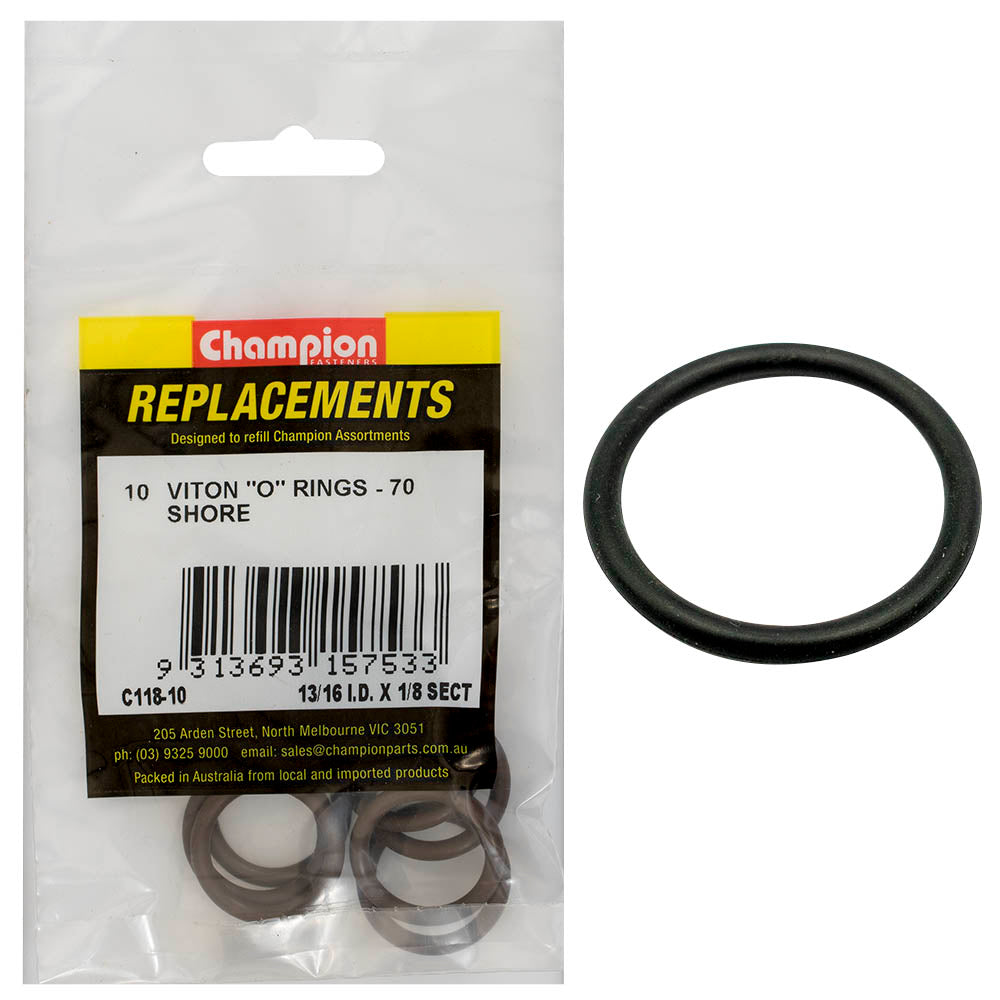 Champion O Ring Viton Rubber 70 Shore 13/16in x 1/8in Brown C118-10