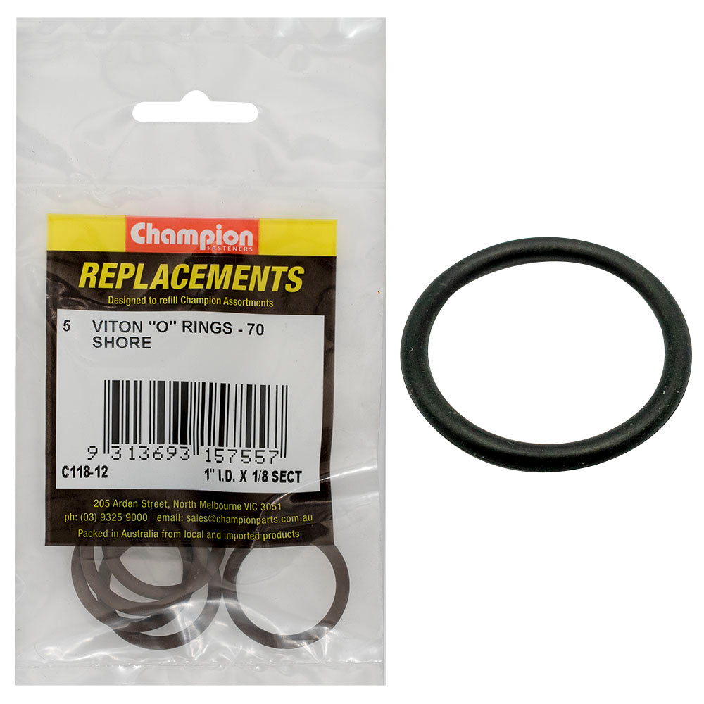 Champion O Ring Viton Rubber 70 Shore 1in x 1/8in Brown C118-12