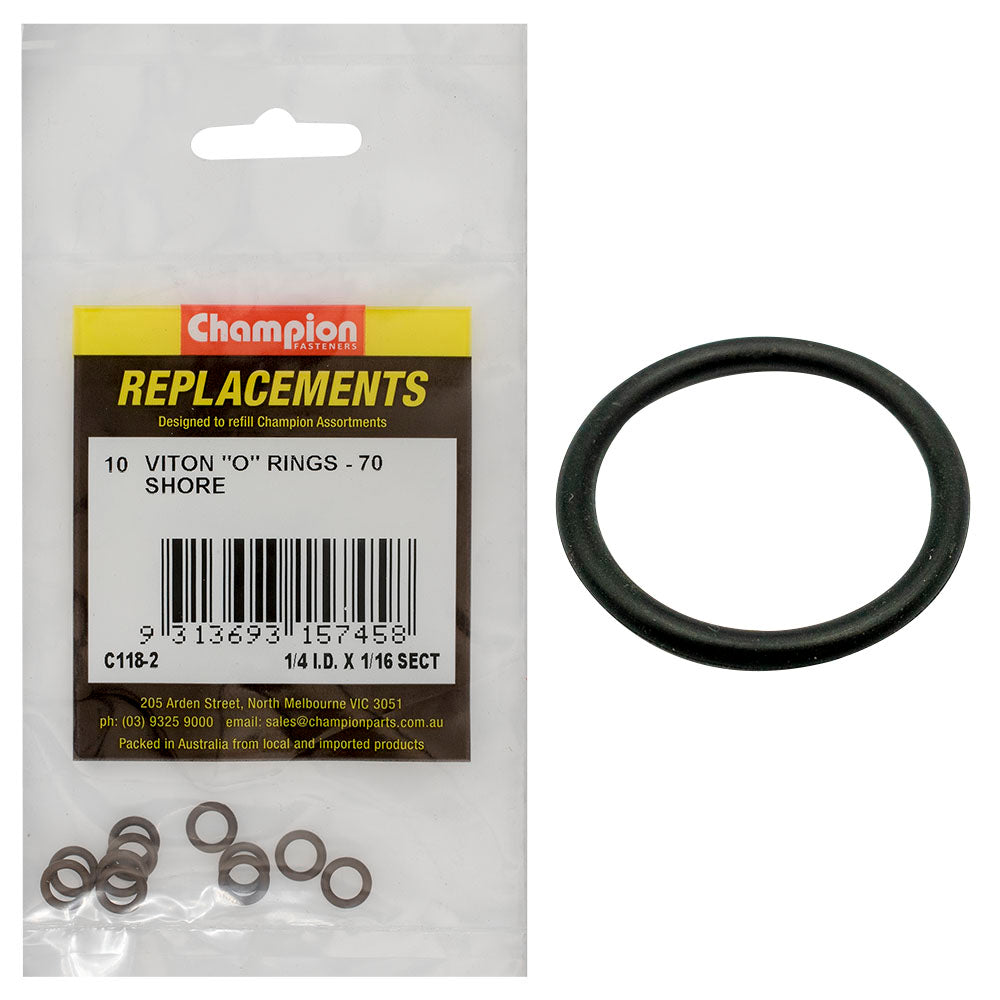 Champion Fasteners O Ring Viton Rubber 70 Shore 1/4In X 1/16In Brown C118-2