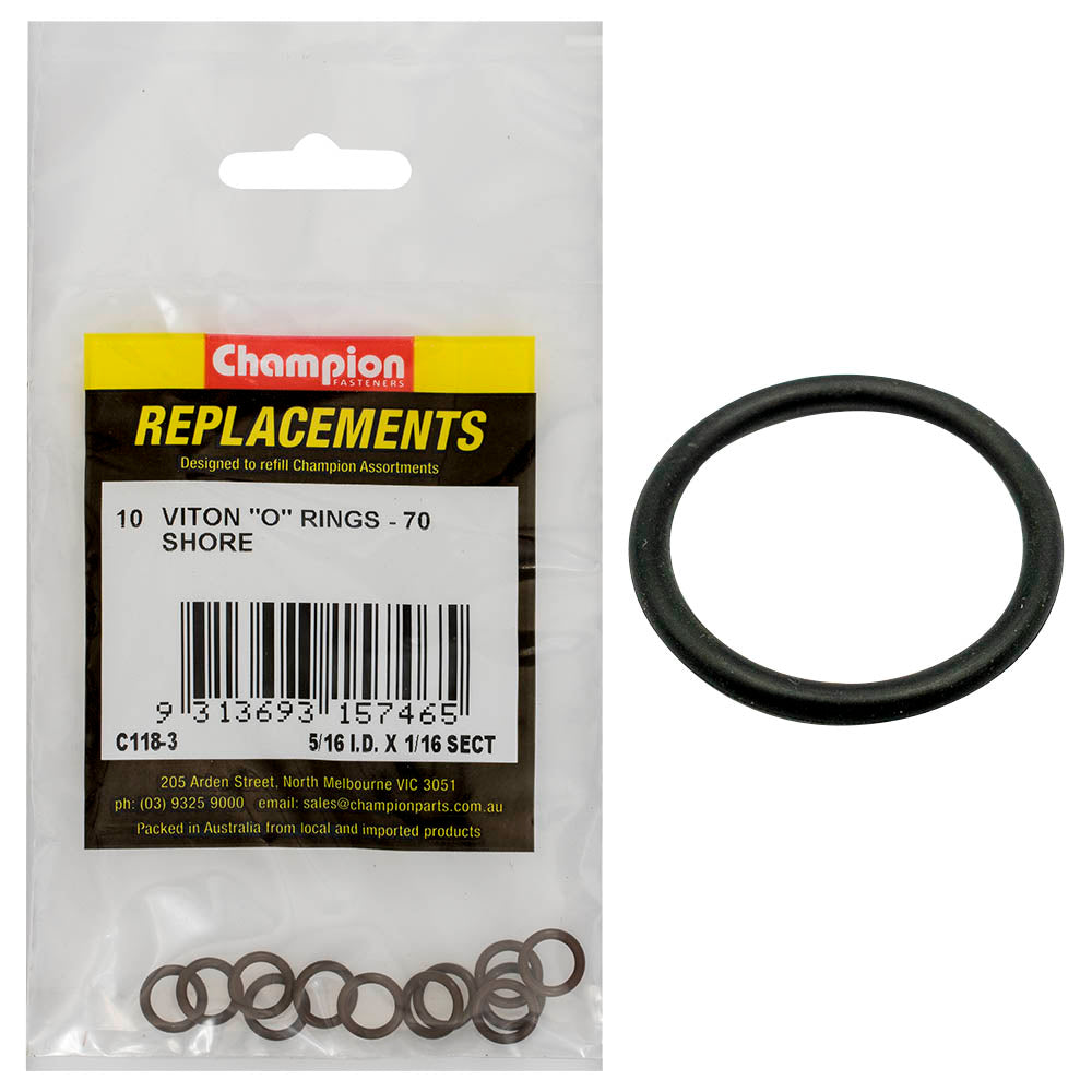 Champion Fasteners O Ring Viton Rubber 70 Shore 5/16In X 1/16In Brown C118-3