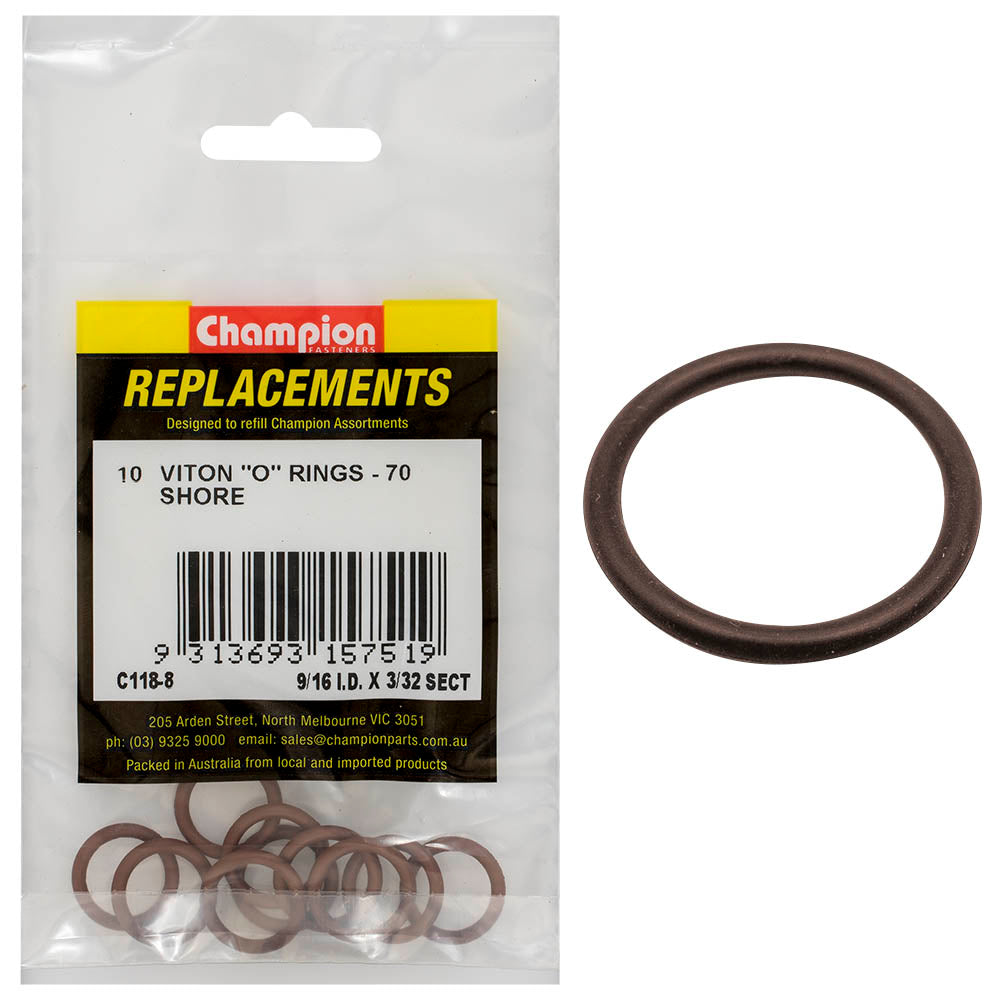 Champion Fasteners O Ring Viton Rubber 70 Shore 9/16In X 3/32In Brown C118-8