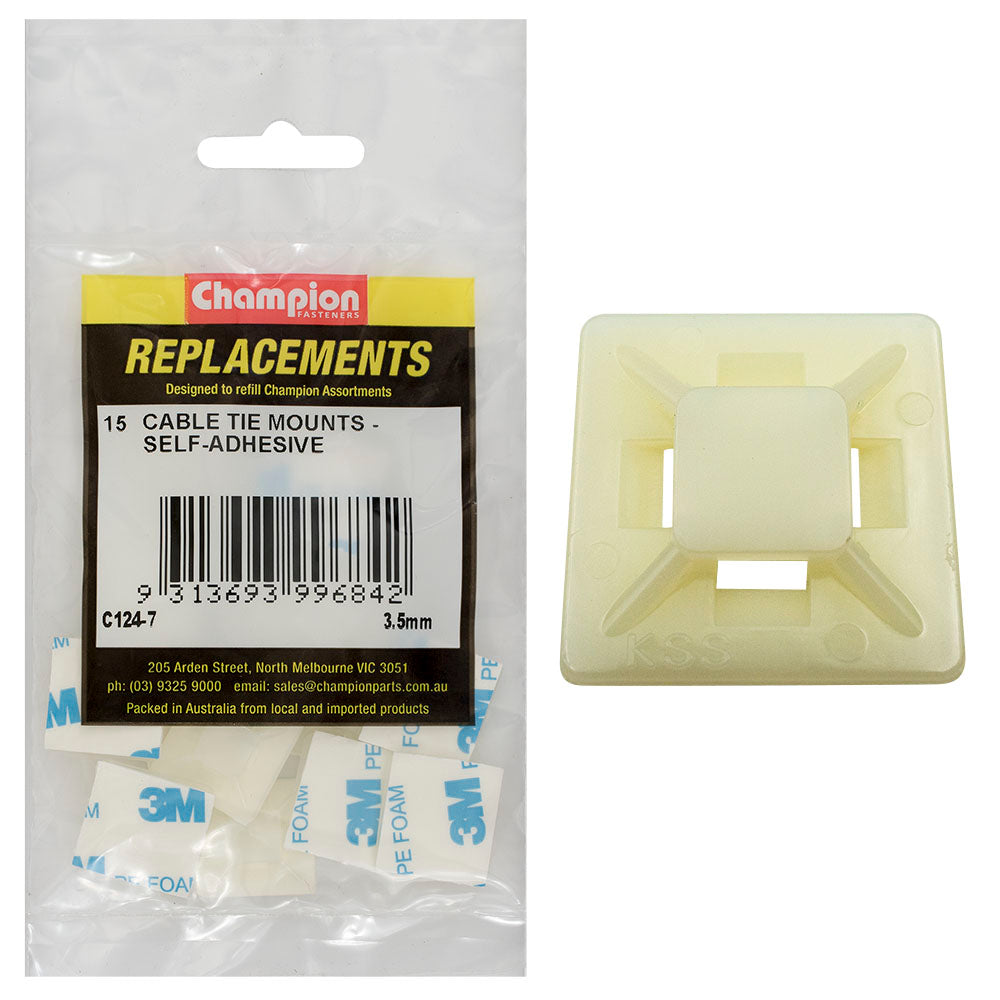 Champion Fasteners Cable Tie Mount Self Adhesive 3.5mm C124-7