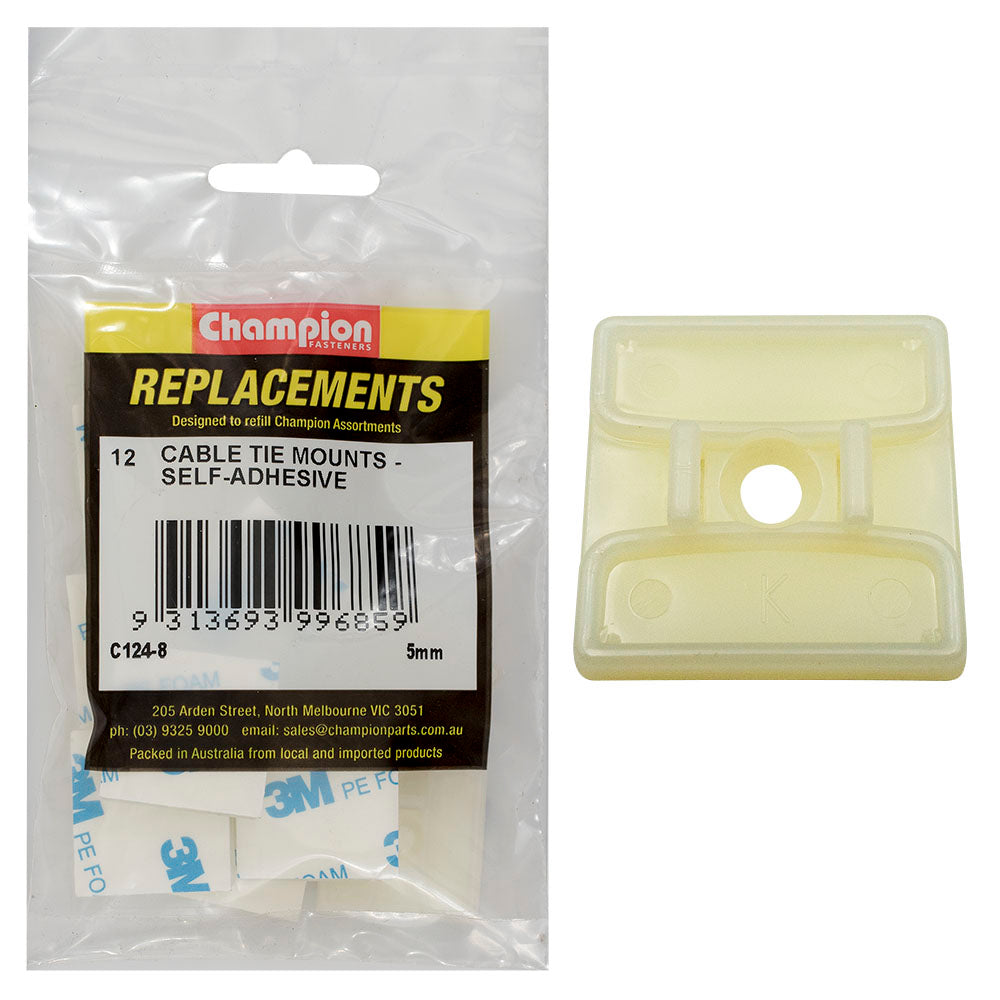 Champion Fasteners Cable Tie Mount Self Adhesive 5mm C124-8