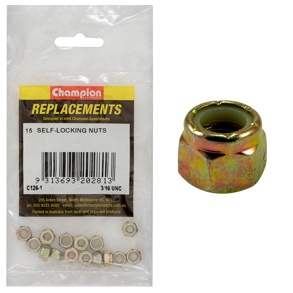 Champion Fasteners Hex Nut Self Locking Nylon Insert 10/24In Unc C126-1