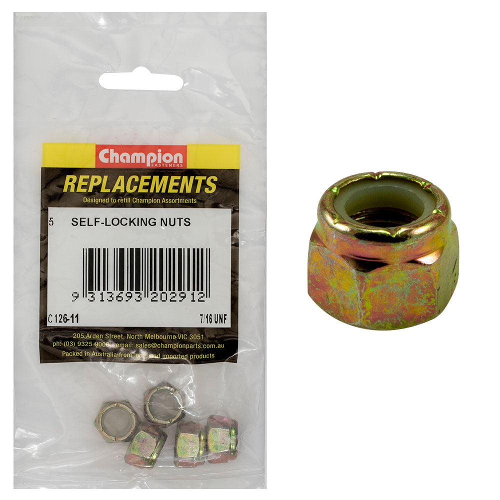 Champion Fasteners Hex Nut Self Locking Nylon Insert 7/16In Unf C126-11