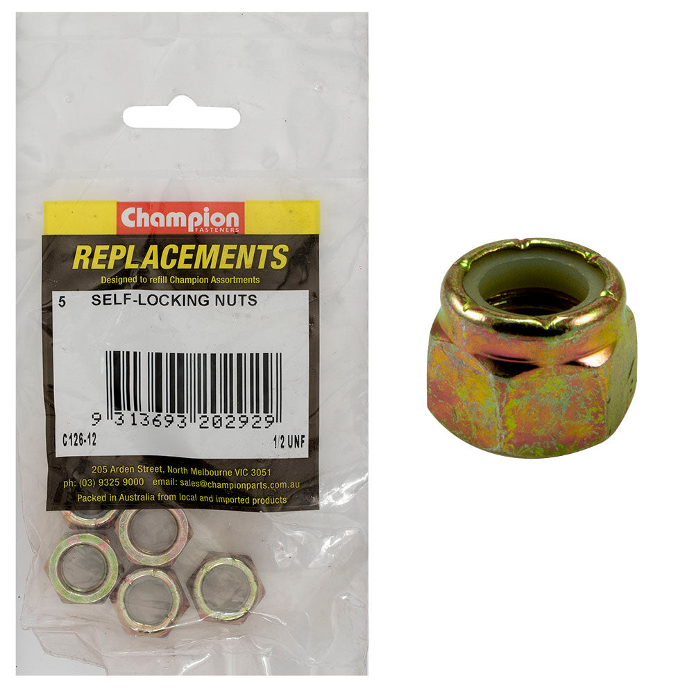 Champion Fasteners Hex Nut Self Locking Nylon Insert 1/2In Unf C126-12