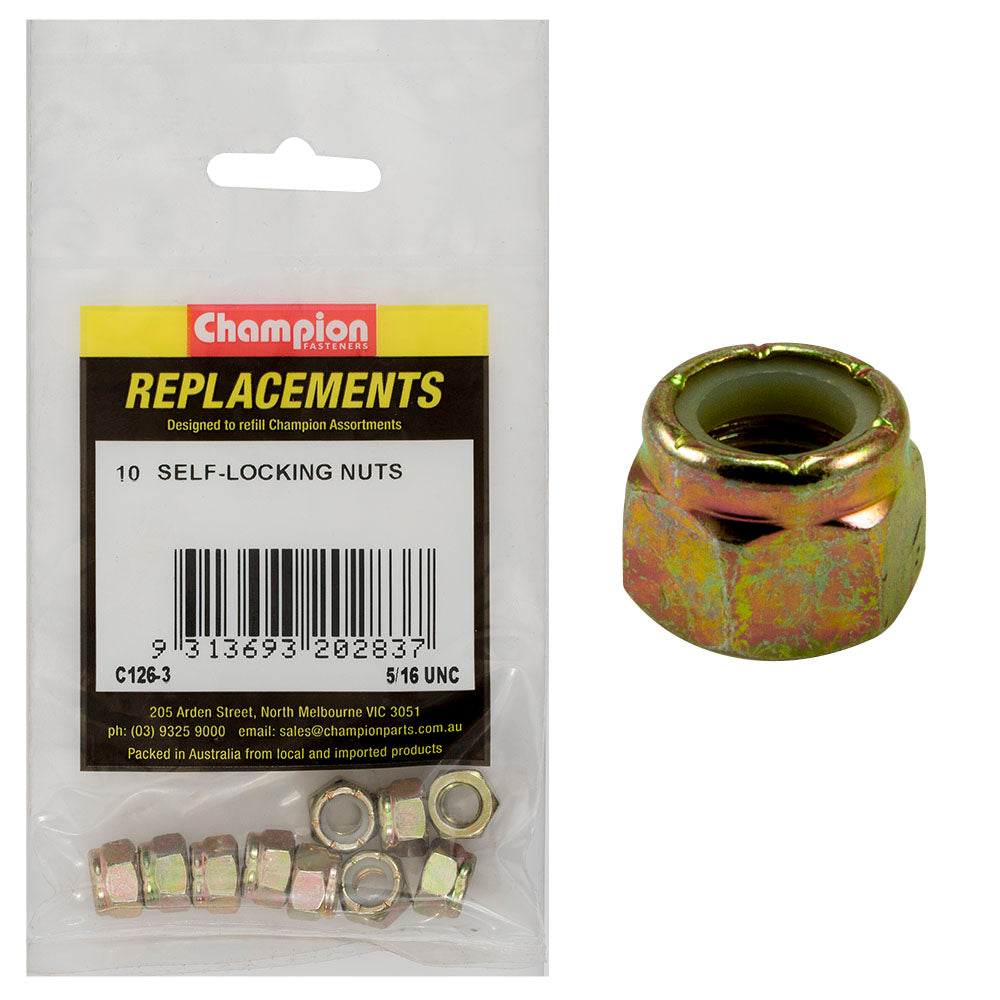 Champion Fasteners Hex Nut Self Locking Nylon Insert 5/16In Unc C126-3
