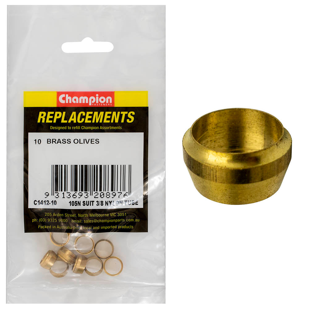 Champion Fasteners Compression Sleeve Brass 3/8In Suits Nylon Tube C1412-10