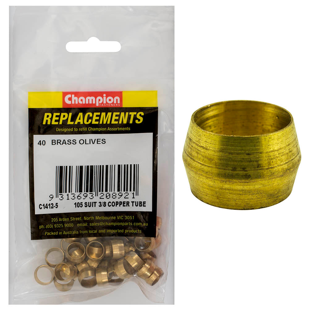 Champion Fasteners Compression Sleeve Brass 3/8In Suits Copper Tube C1412-5