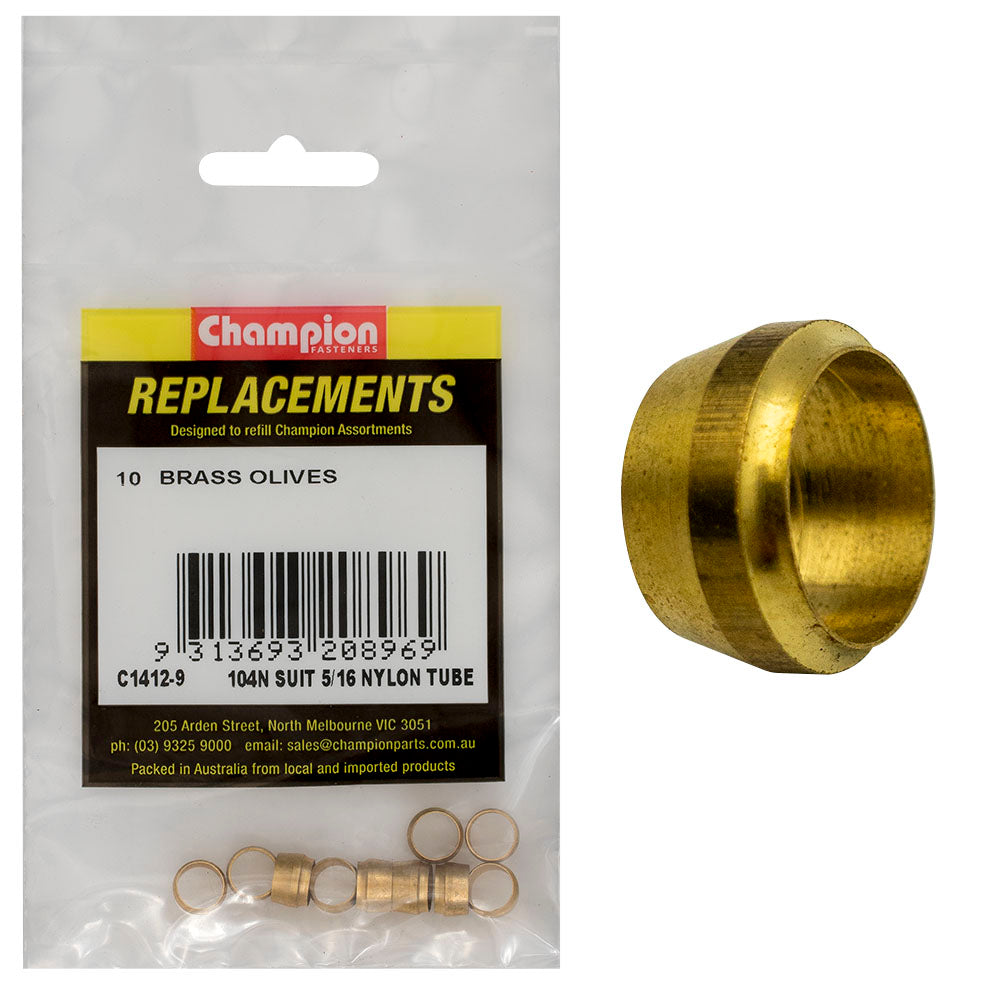 Champion Fasteners Compression Sleeve Brass 5/16In Suits Nylon Tube C1412-9