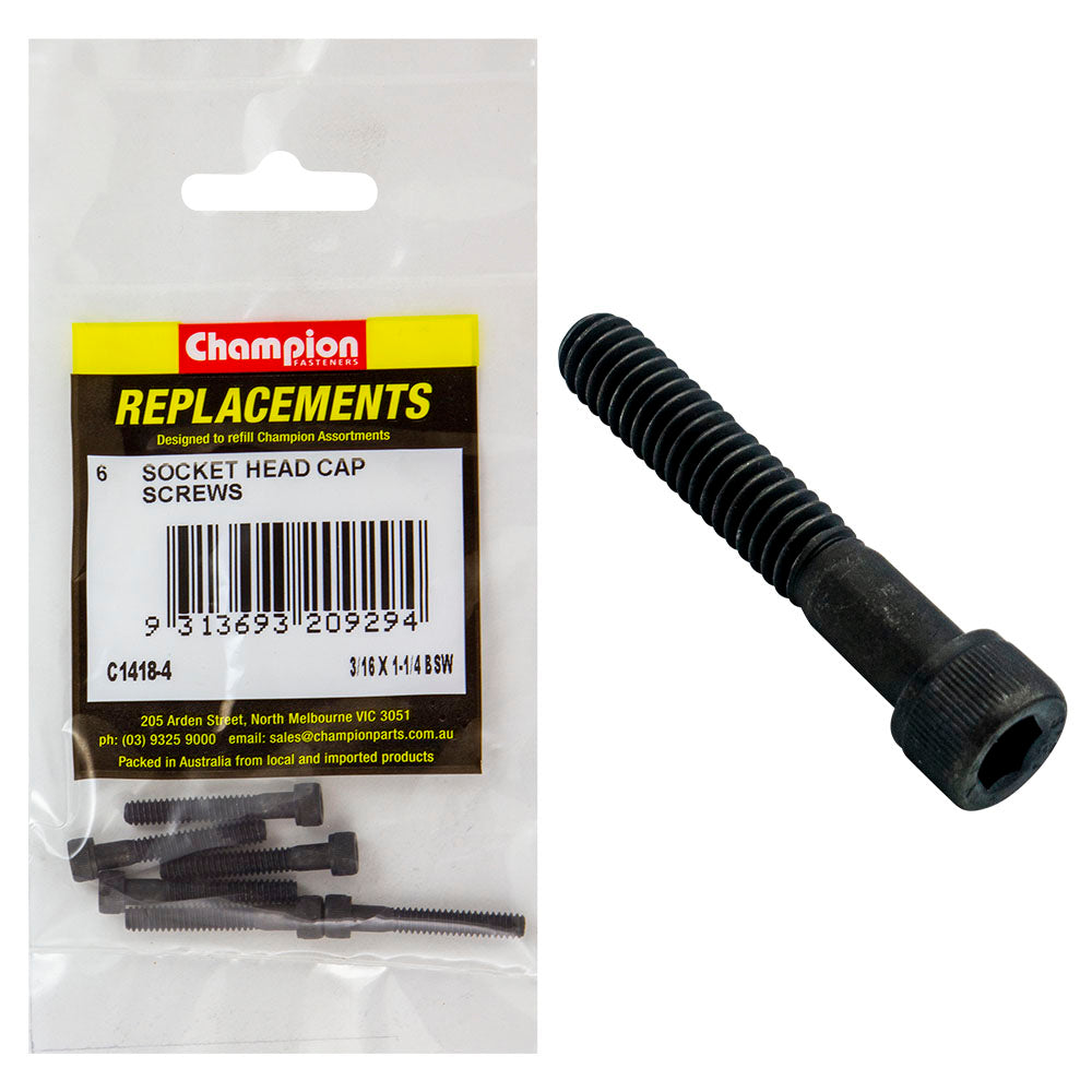 Champion Fasteners Socket Head Cap Screw High Tensile Bsw 3/16In X 1 1/4In Zinc Plated C1418-4