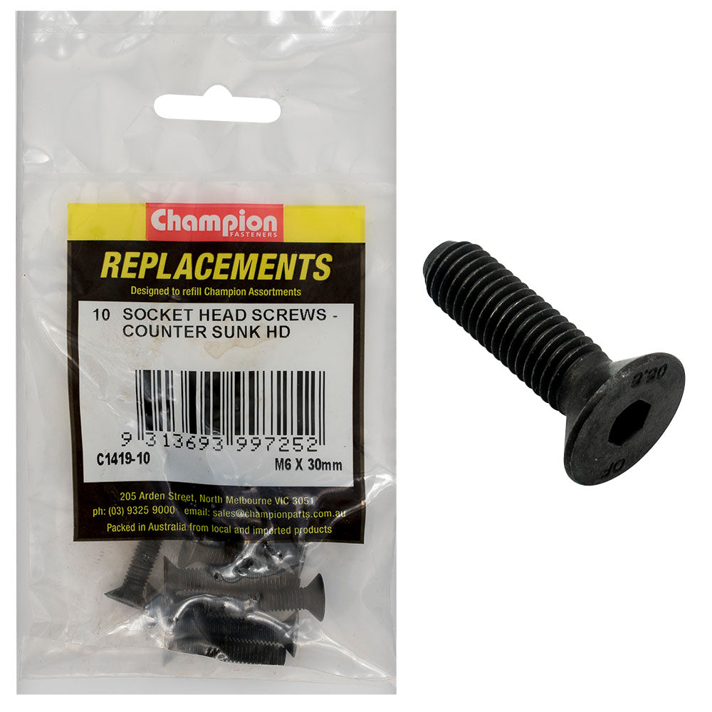 Champion Fasteners Socket Head Cap Screw Csk M6 X 30mm C1419-10