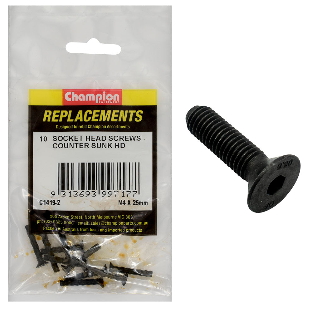Champion Fasteners Socket Head Cap Screw Csk M4 X 25mm C1419-2