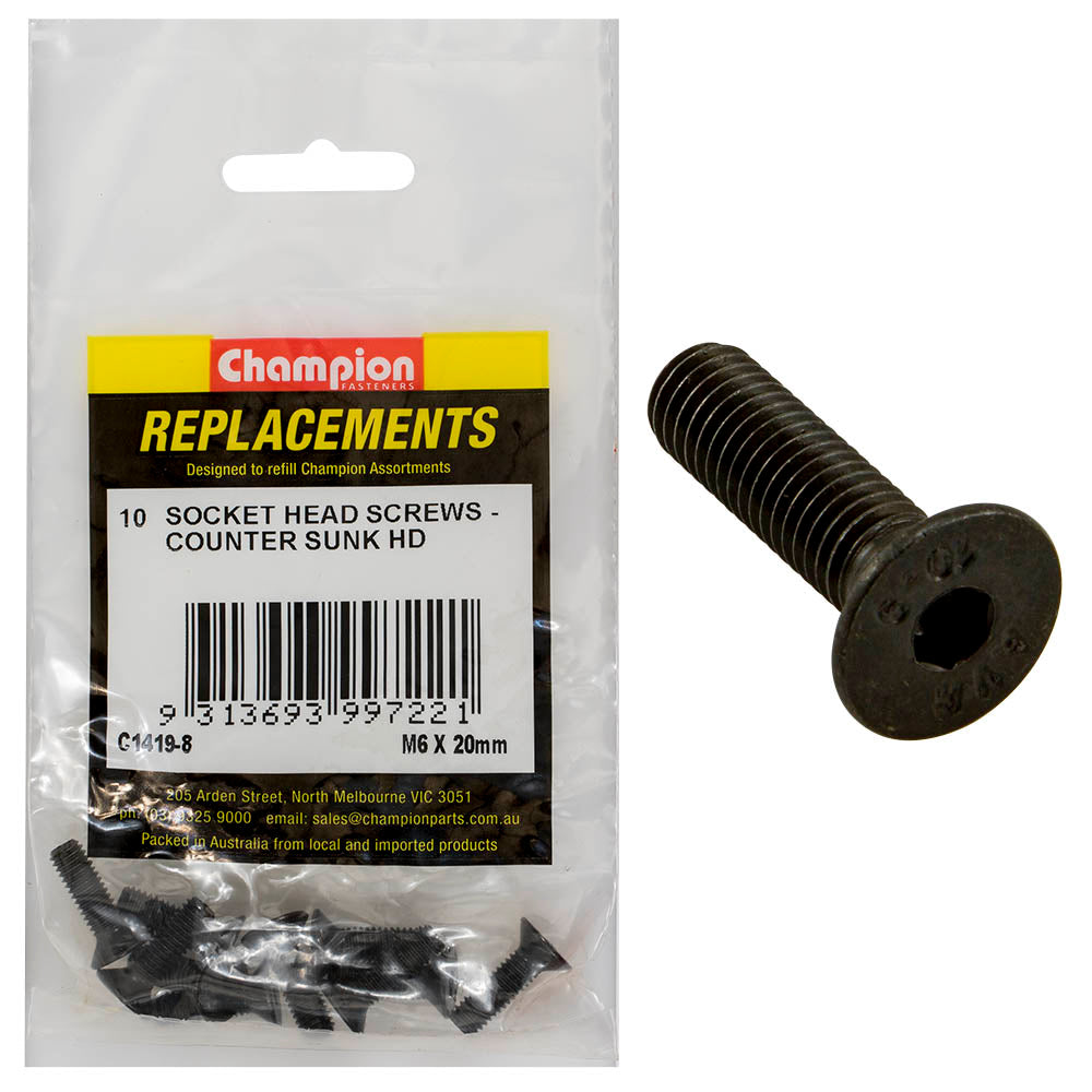 Champion Fasteners Socket Head Cap Screw Csk M6 X 20mm C1419-8