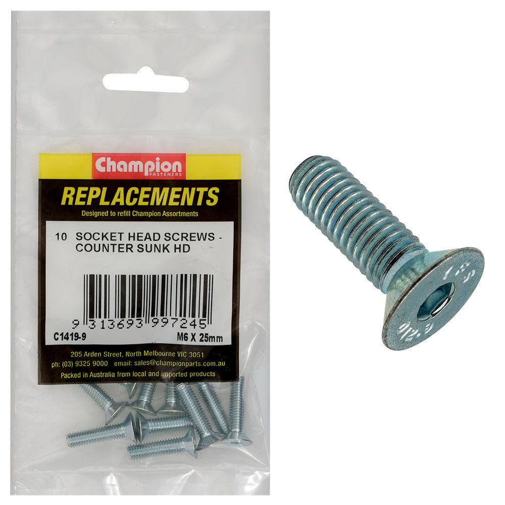 Champion Fasteners Socket Head Cap Screw Csk M6 X 25mm C1419-9