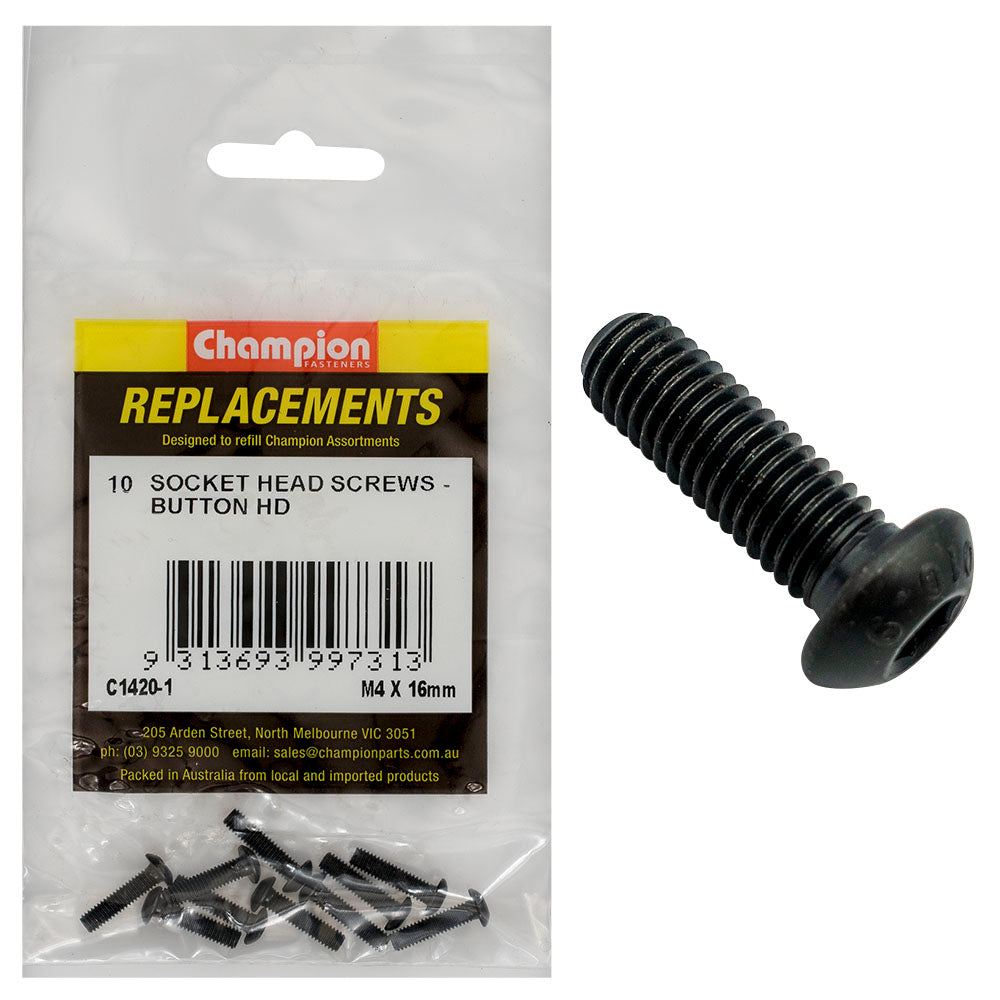 Champion Fasteners Socket Head Cap Screw Button Head M4 X 16mm C1420-1