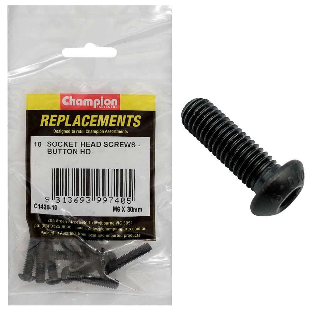 Champion Fasteners Socket Head Cap Screw Button Head M6 X 30mm C1420-10