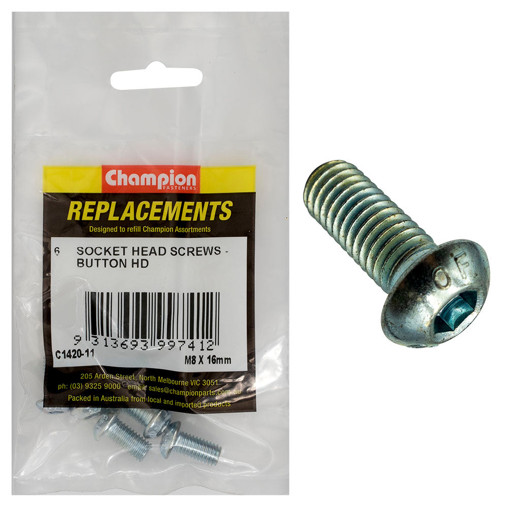 Champion Fasteners Socket Head Cap Screw Button Head M8 X 16mm C1420-11