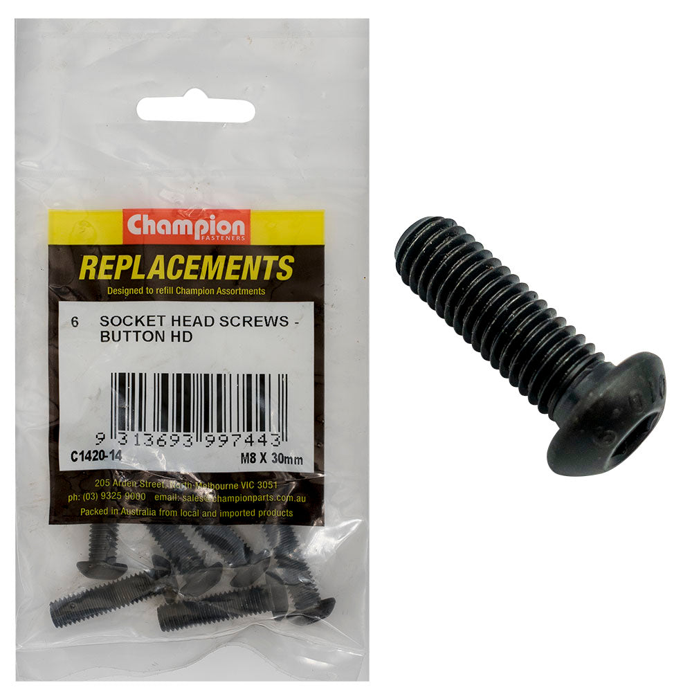 Champion Fasteners Socket Head Cap Screw Button Head M8 X 30mm C1420-14
