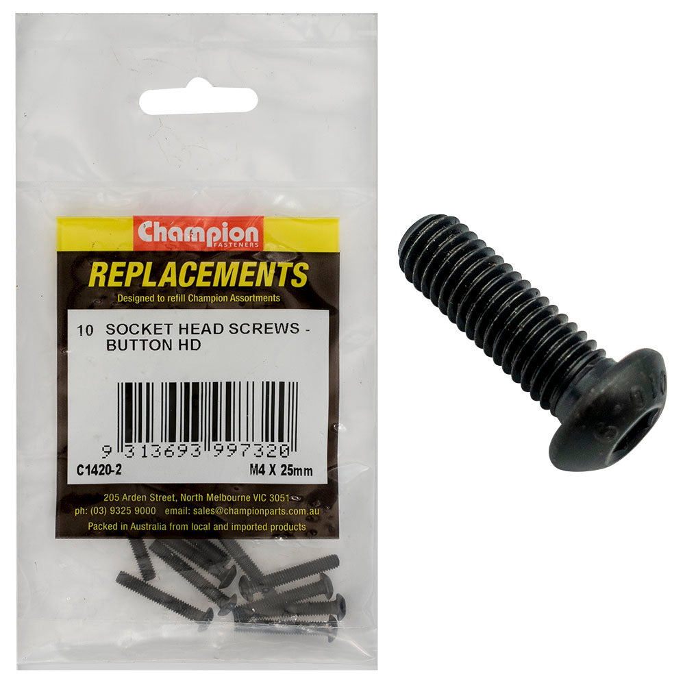 Champion Fasteners Socket Head Cap Screw Button Head M4 X 25mm C1420-2