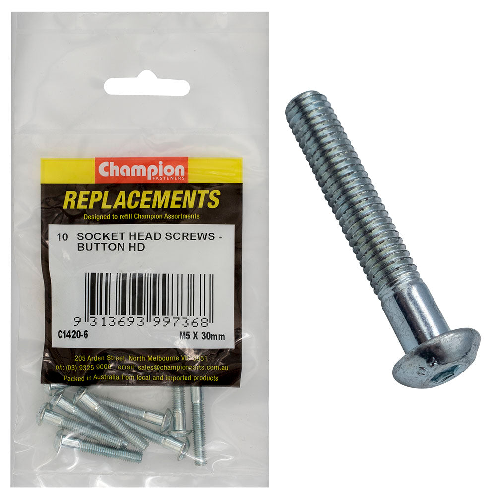 Champion Fasteners Socket Head Cap Screw Button Head M5 X 30mm C1420-6