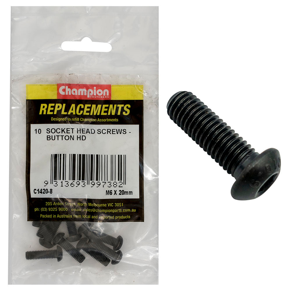 Champion Fasteners Socket Head Cap Screw Button Head M6 X 20mm C1420-8