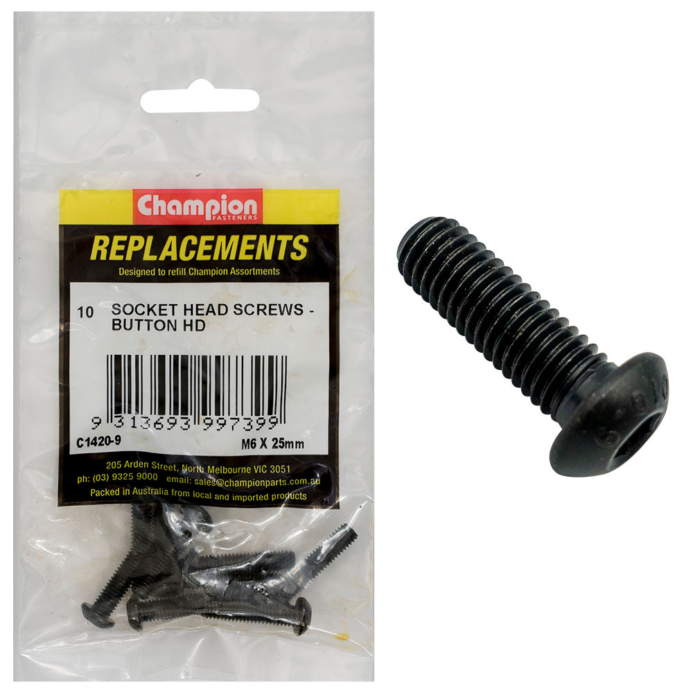 Champion Fasteners Socket Head Cap Screw Button Head M6 X 25mm C1420-9